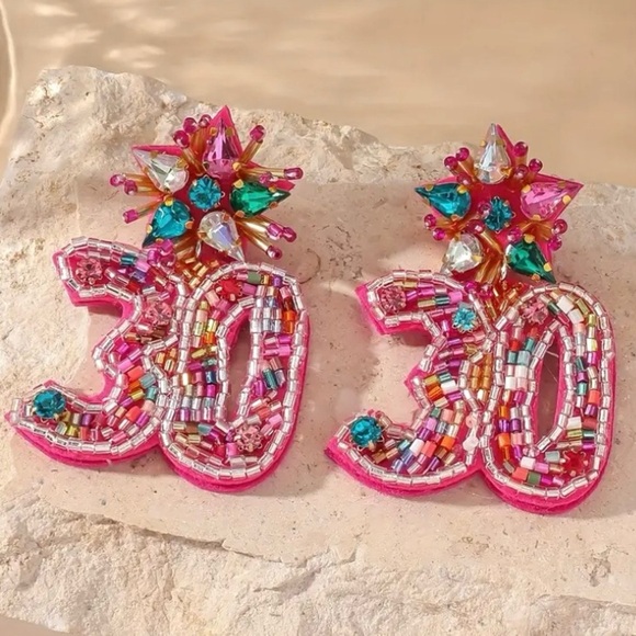 ✨Anthropologie Bellini Pink Beaded Birthday Earrings - Picture 1 of 3